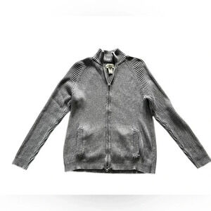 American Rag Gray Ribbed Knit Full Zip Up Sweater Men’s XL